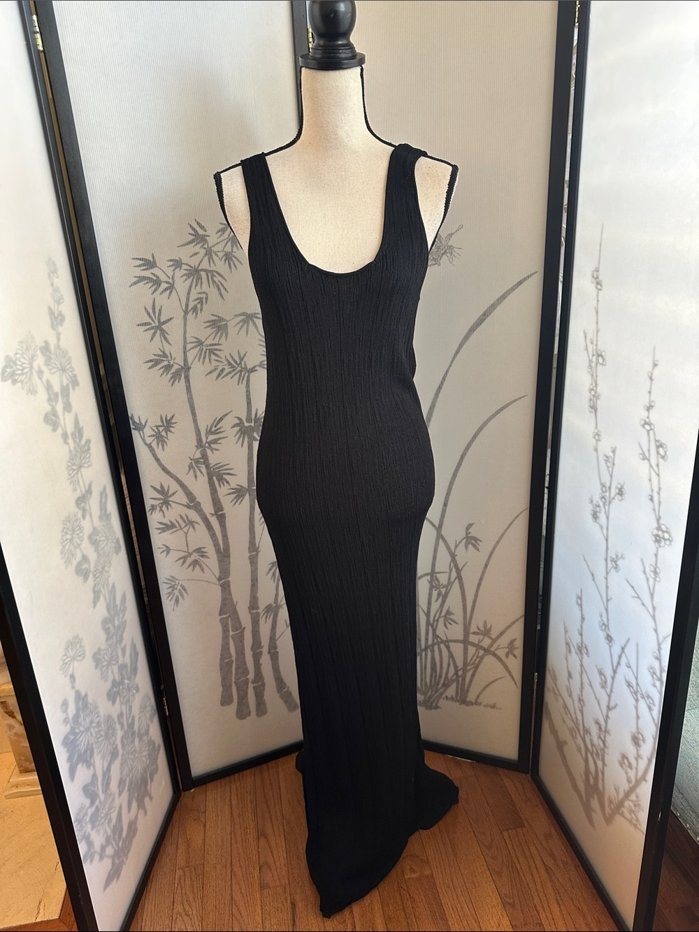 Zara Black Sleeveless Scoop-Neck Maxi Dress